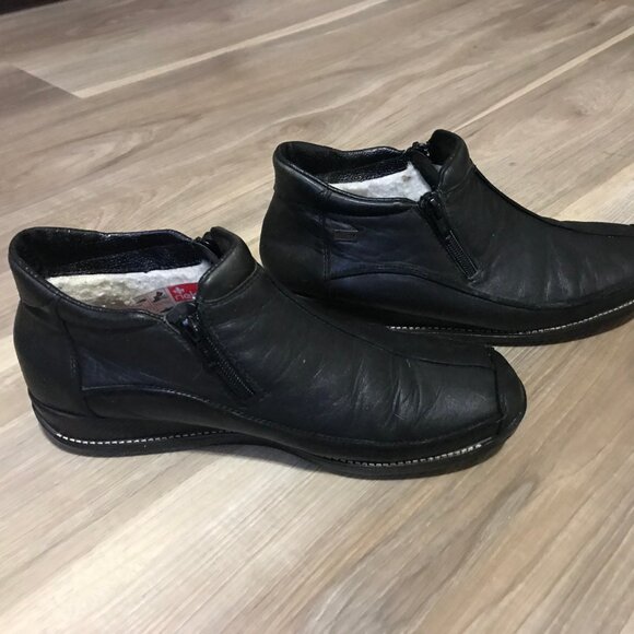 Rieker Tex Ladies Black Leather Ankle Boots Size 41 - Picture 4 of 6